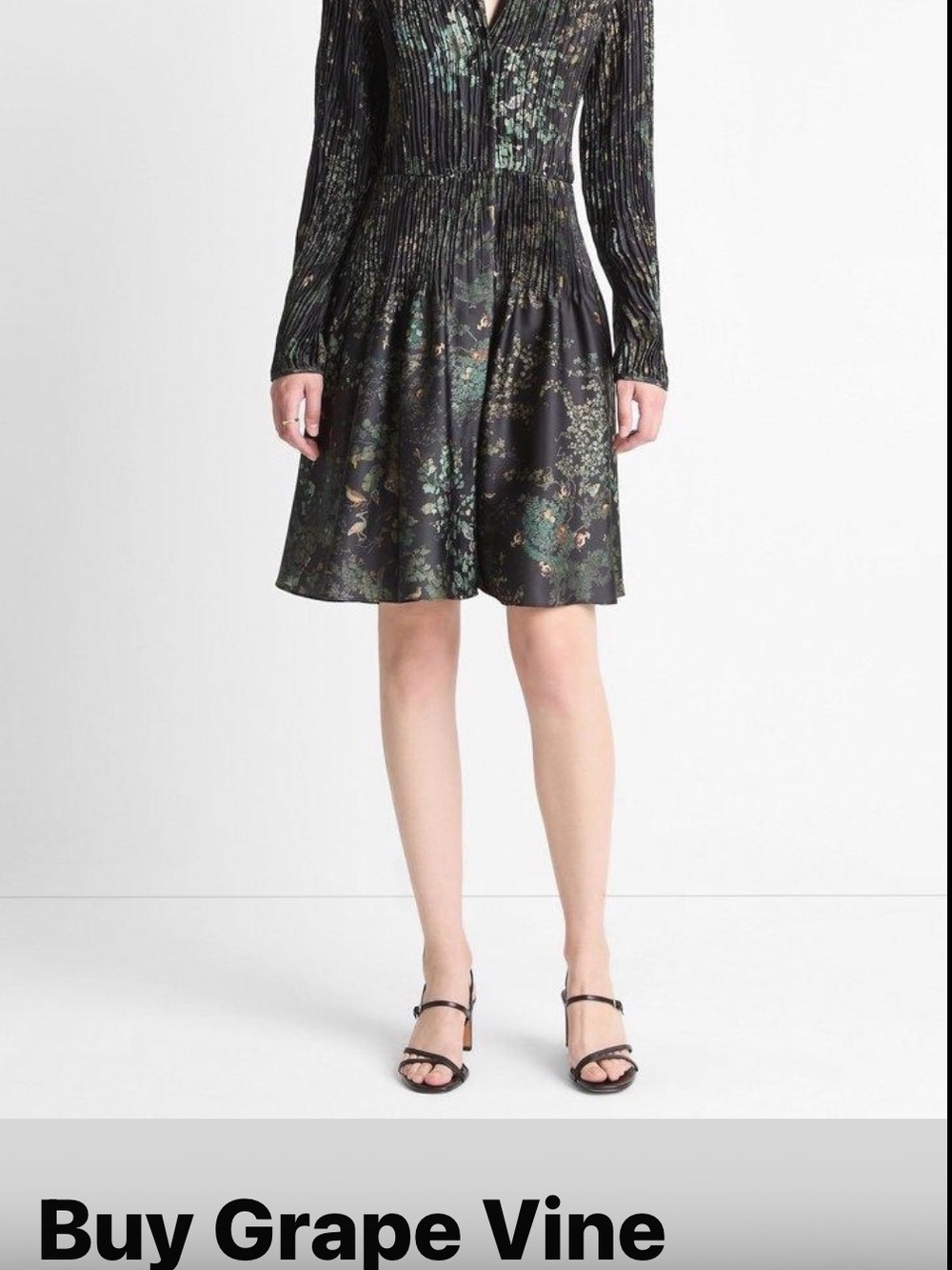 Vince Black Grape-Vine Print Long Sleeve Dress
